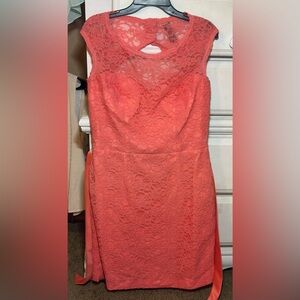 Elegant Coral Lace Dress